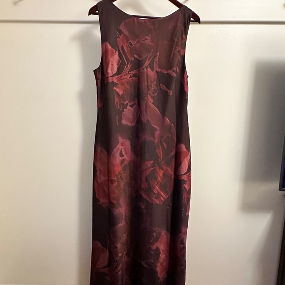 Dynamite Burgundy Floral Silky Slip Midi Dress NWT Size L - Picture 3 of 7